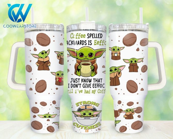 Baby Yoda Star Wars Movies Custom Stanley Quencher 40Oz Stainless Steel Tumbler With Handle