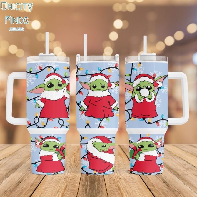 Baby Yoda Star Wars Movies Custom Stanley Quencher 40Oz Stainless Steel Tumbler With Handle