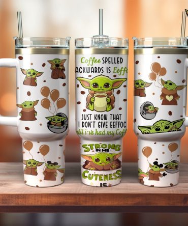 Baby Yoda Star Wars Movies Custom Stanley Quencher 40Oz Stainless Steel Tumbler With Handle