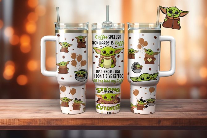 Baby Yoda Star Wars Movies Custom Stanley Quencher 40Oz Stainless Steel Tumbler With Handle