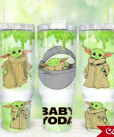 Baby Yoda Star Wars Movies Custom Stanley Quencher 40Oz Stainless Steel Tumbler With Handle