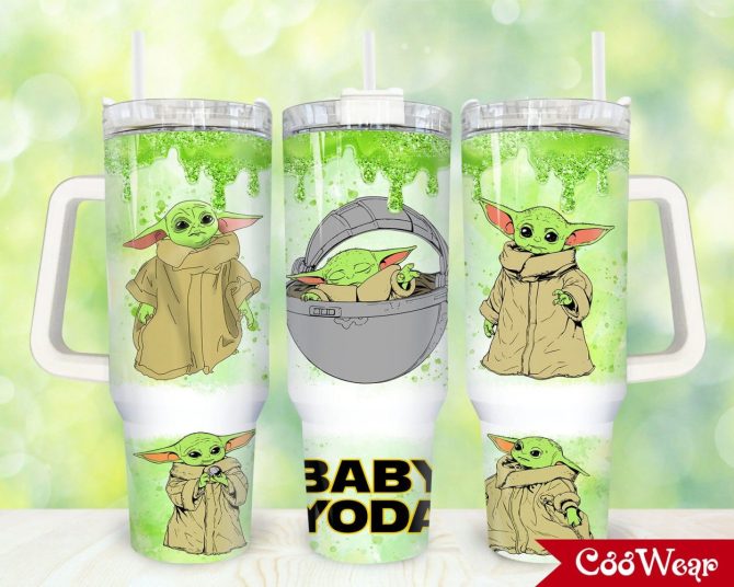 Baby Yoda Star Wars Movies Custom Stanley Quencher 40Oz Stainless Steel Tumbler With Handle