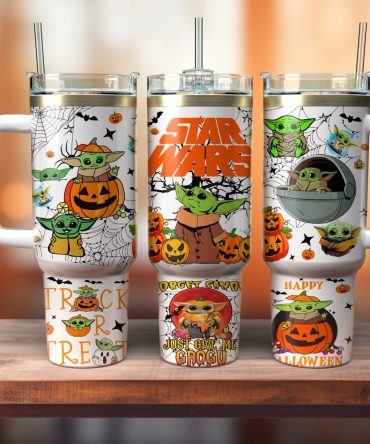 Baby Yoda Star Wars Movies Custom Stanley Quencher 40Oz Stainless Steel Tumbler With Handle