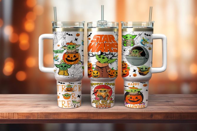 Baby Yoda Star Wars Movies Custom Stanley Quencher 40Oz Stainless Steel Tumbler With Handle