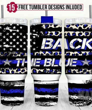 Back The Blue Flag Custom Stanley Quencher 40Oz Stainless Steel Tumbler With Handle
