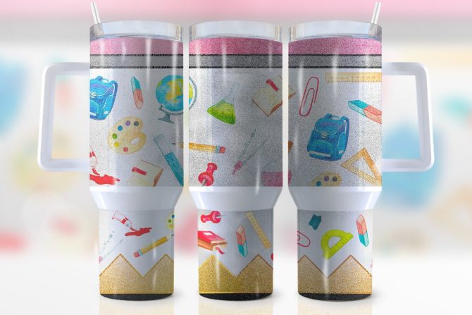 Back To School Custom Stanley Quencher 40Oz Stainless Steel Tumbler With Handle