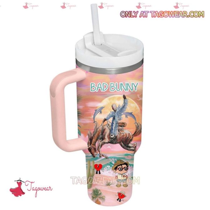 Bad Bunny Music Custom Stanley Quencher 40Oz Stainless Steel - Image 3