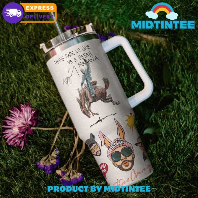 Bad Bunny Music Custom Stanley Quencher 40Oz Stainless Steel Tumbler With Handle - Image 3