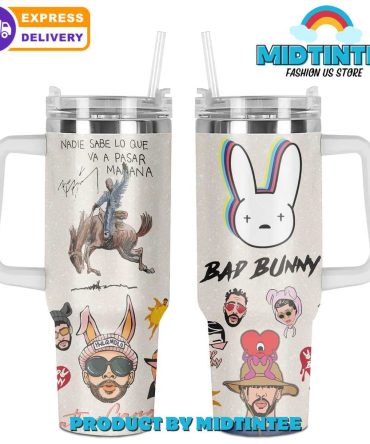 Bad Bunny Music Custom Stanley Quencher 40Oz Stainless Steel Tumbler With Handle