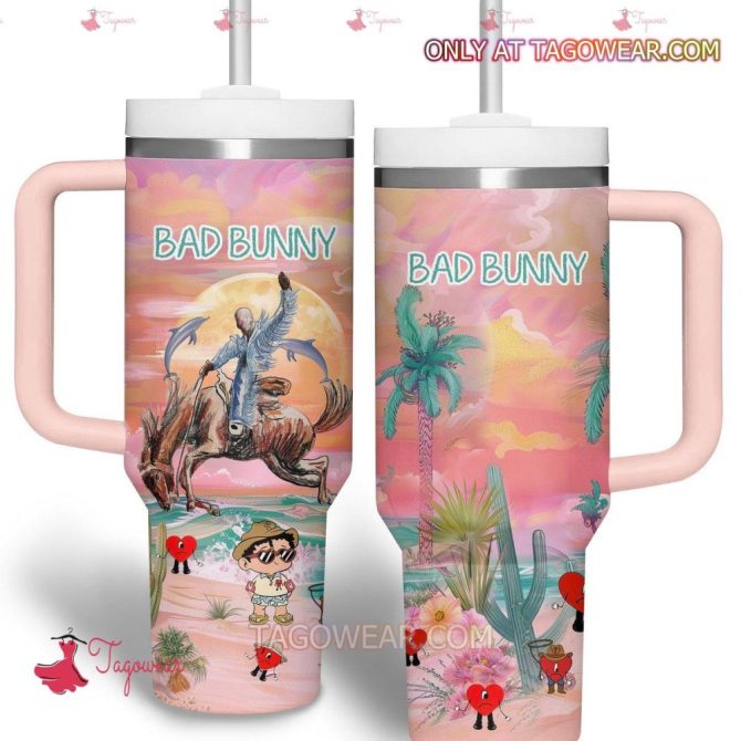 Bad Bunny Music Custom Stanley Quencher 40Oz Stainless Steel