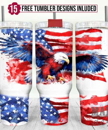 Bald Eagle American Flag Custom Stanley Quencher 40Oz Stainless Steel Tumbler With Handle