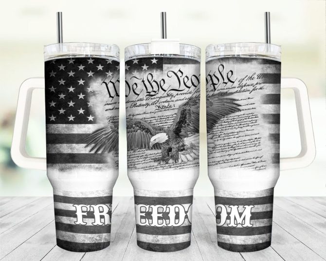 Bald Eagle American Flag Custom Stanley Quencher 40Oz Stainless Steel Tumbler With Handle - Image 7