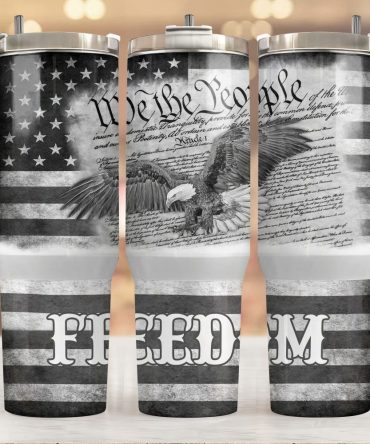 Bald Eagle American Flag Custom Stanley Quencher 40Oz Stainless Steel Tumbler With Handle