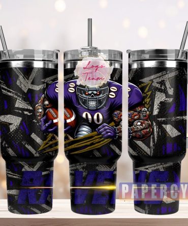 Baltimore Ravens Custom Stanley Quencher 40Oz Stainless Steel Tumbler With Handle