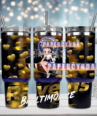 Baltimore Ravens Custom Stanley Quencher 40Oz Stainless Steel Tumbler With Handle