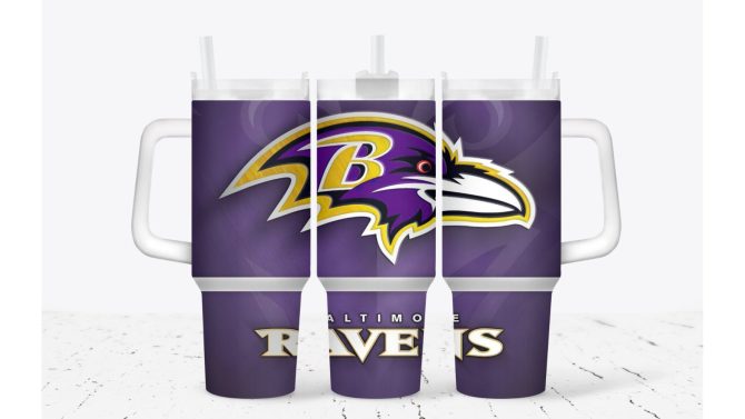 Baltimore Ravens Football Nfl Custom Stanley Quencher 40Oz Stainless Steel Tumbler With Handle