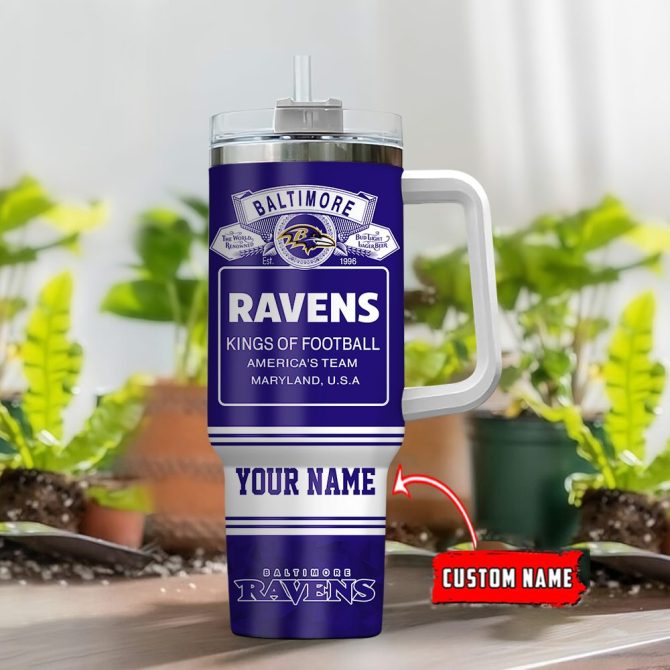 Baltimore Ravens Nfl Bud Light Custom Stanley Quencher 40Oz Stainless Steel Tumbler With Handle - Image 2
