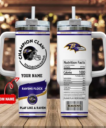 Baltimore Ravens Nfl Champion Claw Custom Stanley Quencher 40Oz Stainless Steel Tumbler With Handle