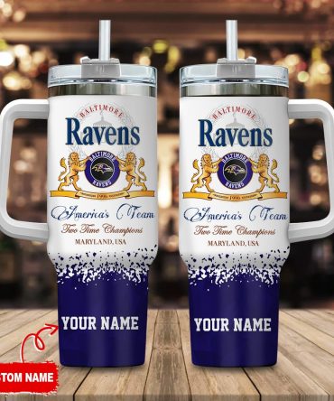 Baltimore Ravens Nfl Champions Modelo Custom Stanley Quencher 40Oz Stainless Steel Tumbler With Handle