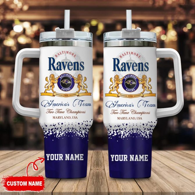 Baltimore Ravens Nfl Champions Modelo Custom Stanley Quencher 40Oz Stainless Steel Tumbler With Handle