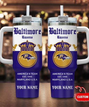 Baltimore Ravens Nfl Corona Extra Custom Stanley Quencher 40Oz Stainless Steel Tumbler With Handle