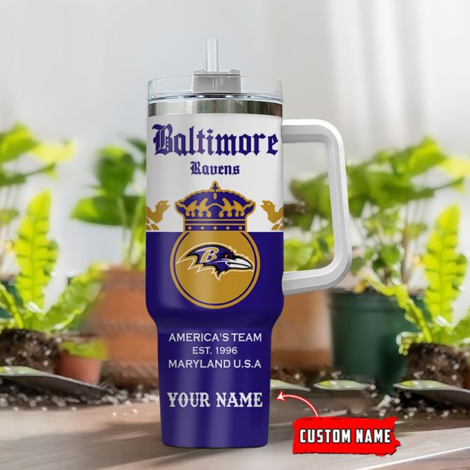 Baltimore Ravens Nfl Corona Extra Custom Stanley Quencher 40Oz Stainless Steel Tumbler With Handle - Image 2