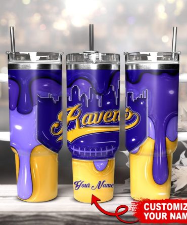 Baltimore Ravens Nfl Custom Stanley Quencher 40Oz Stainless Steel Tumbler With Handle