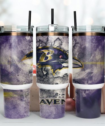 Baltimore Ravens Nfl Custom Stanley Quencher 40Oz Stainless Steel Tumbler With Handle