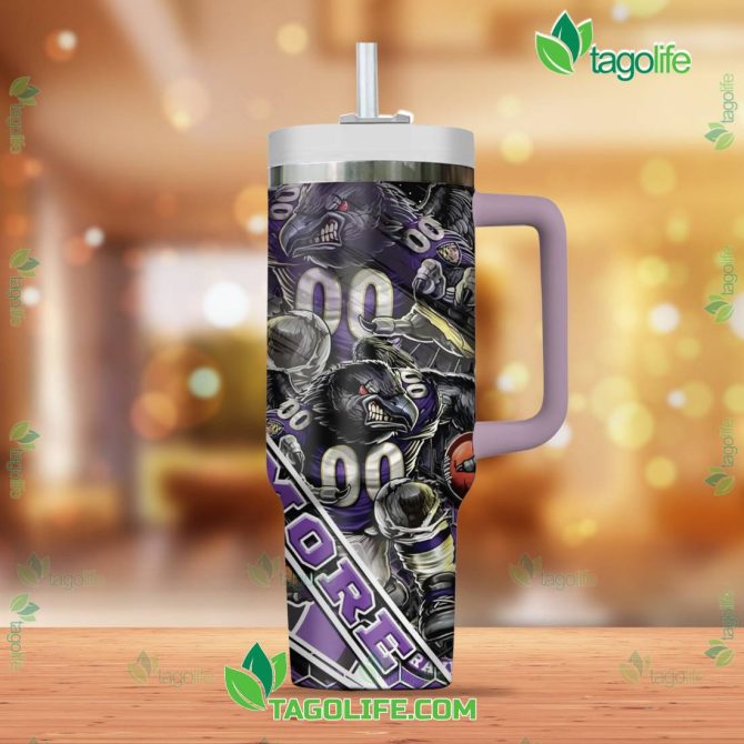 Baltimore Ravens Nfl Custom Stanley Quencher 40Oz Stainless Steel Tumbler With Handle - Image 3