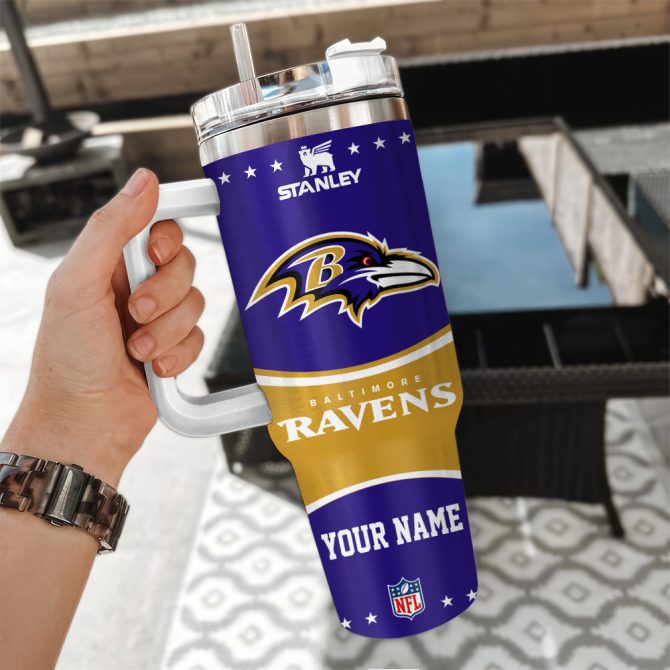 Baltimore Ravens Nfl Custom Stanley Quencher 40Oz Stainless Steel Tumbler With Handle - Image 3