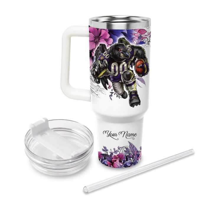 Baltimore Ravens Nfl Custom Stanley Quencher 40Oz Stainless Steel Tumbler With Handle - Image 2