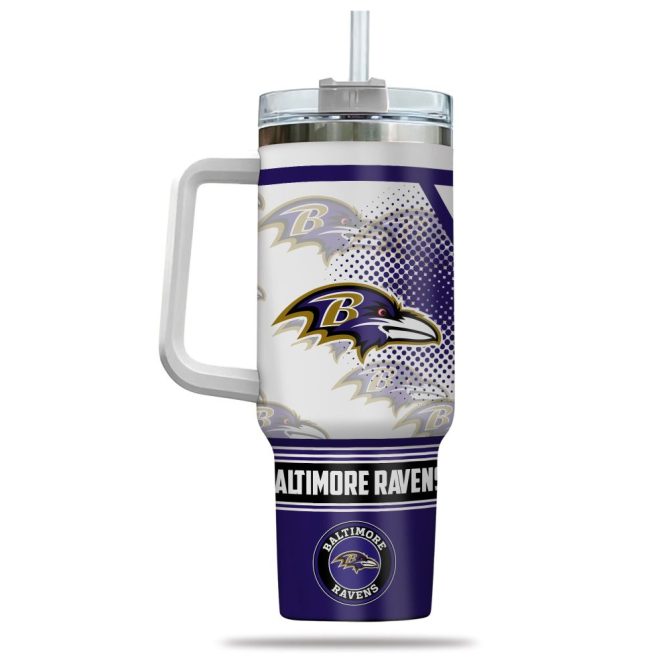 Baltimore Ravens Nfl Custom Stanley Quencher 40Oz Stainless Steel Tumbler With Handle - Image 3
