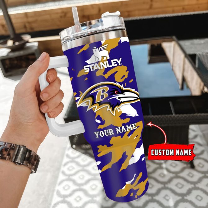 Baltimore Ravens Nfl Custom Stanley Quencher 40Oz Stainless Steel Tumbler With Handle - Image 3