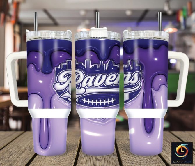 Baltimore Ravens Nfl Custom Stanley Quencher 40Oz Stainless Steel Tumbler With Handle