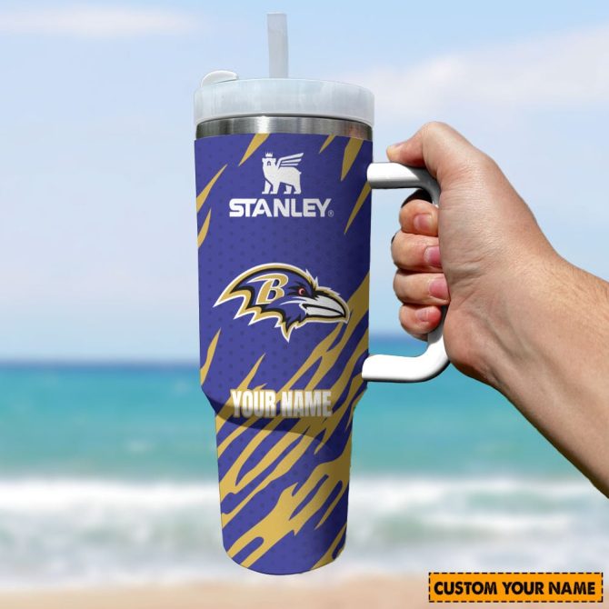 Baltimore Ravens Nfl Custom Stanley Quencher 40Oz Stainless Steel Tumbler With Handle - Image 3