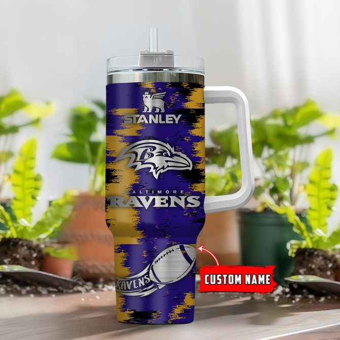 Baltimore Ravens Nfl Custom Stanley Quencher 40Oz Stainless Steel Tumbler With Handle - Image 2