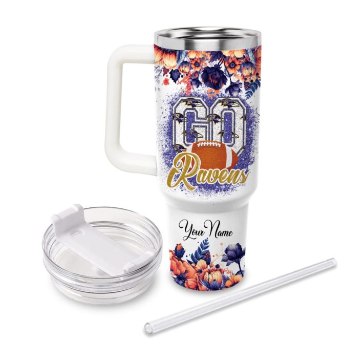 Baltimore Ravens Nfl Custom Stanley Quencher 40Oz Stainless Steel Tumbler With Handle - Image 3