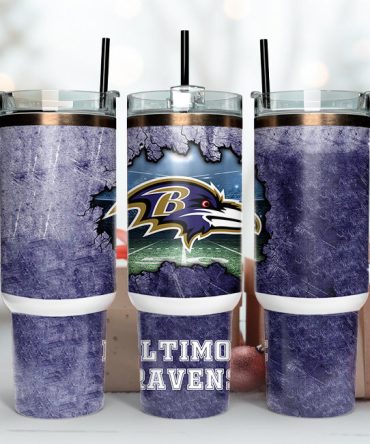 Baltimore Ravens Nfl Custom Stanley Quencher 40Oz Stainless Steel Tumbler With Handle