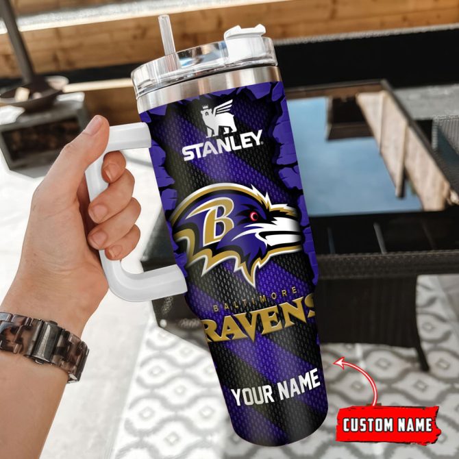 Baltimore Ravens Nfl Custom Stanley Quencher 40Oz Stainless Steel Tumbler With Handle - Image 3