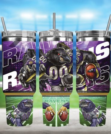 Baltimore Ravens Nfl Mascot Custom Stanley Quencher 40Oz Stainless Steel Tumbler With Handle