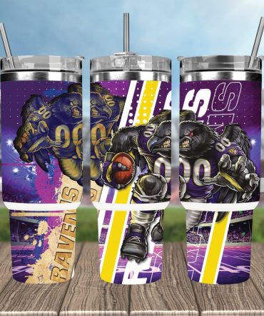 Baltimore Ravens Nfl Mascot Custom Stanley Quencher 40Oz Stainless Steel Tumbler With Handle