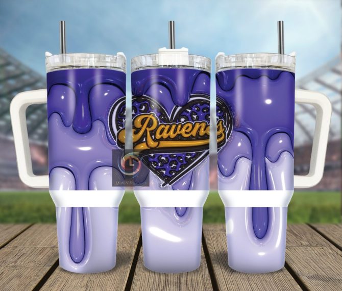 Baltimore Ravens Nfl Custom Stanley Quencher 40Oz Stainless Steel Tumbler With Handle