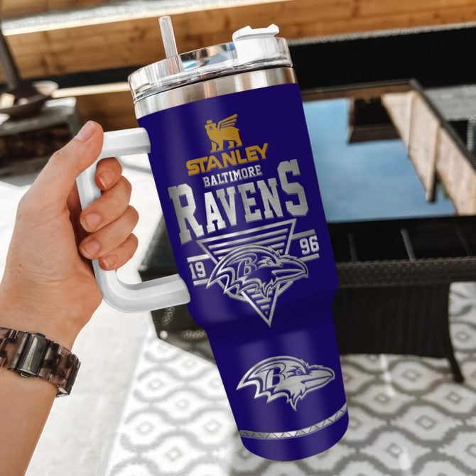 Baltimore Ravens Nfl Custom Stanley Quencher 40Oz Stainless Steel Tumbler With Handle - Image 3