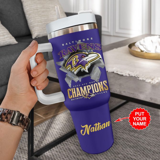 Baltimore Ravens Nfl Custom Stanley Quencher 40Oz Stainless Steel Tumbler With Handle - Image 2