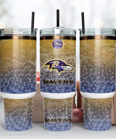Baltimore Ravens Nfl Custom Stanley Quencher 40Oz Stainless Steel Tumbler With Handle