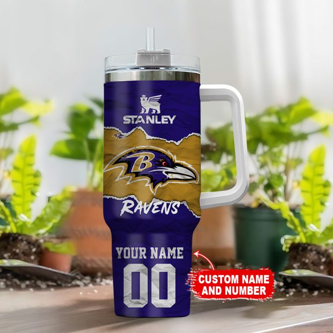 Baltimore Ravens Nfl Custom Stanley Quencher 40Oz Stainless Steel Tumbler With Handle - Image 2