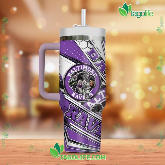 Baltimore Ravens Nfl Custom Stanley Quencher 40Oz Stainless Steel Tumbler With Handle - Image 2