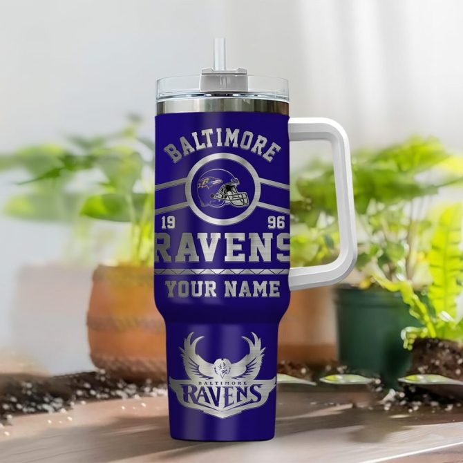 Baltimore Ravens Nfl Custom Stanley Quencher 40Oz Stainless Steel Tumbler With Handle - Image 2