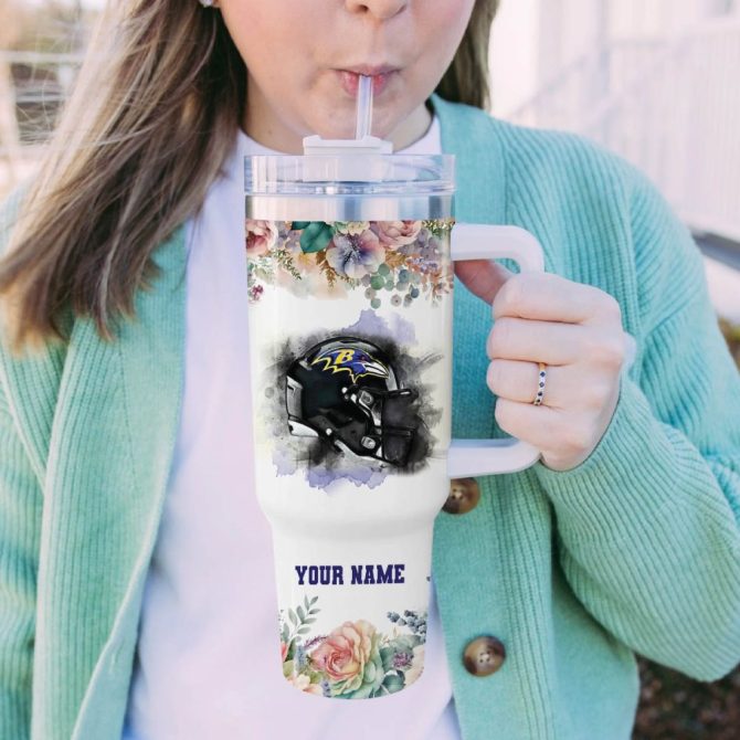 Baltimore Ravens Nfl Custom Stanley Quencher 40Oz Stainless Steel Tumbler With Handle - Image 6