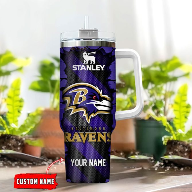Baltimore Ravens Nfl Custom Stanley Quencher 40Oz Stainless Steel Tumbler With Handle - Image 2